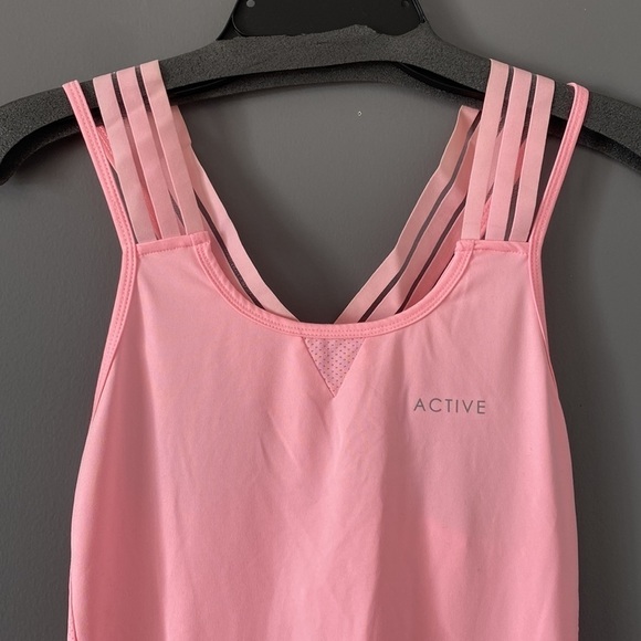 Y2K Sporty Chic Active Strappy Tank Top Soft Pink Athleisure Fit UK 10 - Picture 2 of 10